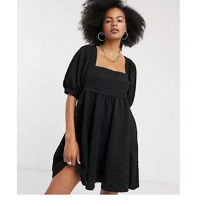 FREE PEOPLE -Violet" Mini Dress in Black Balloon Sleeve Small Whimsigoth